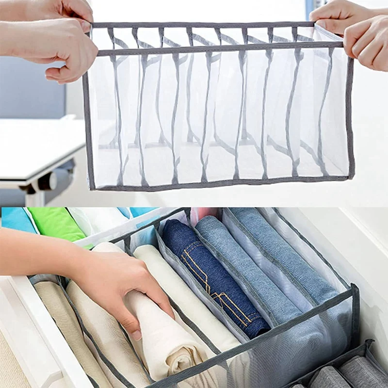 

Cloth Organizer Storage Box Mesh Separation Box Closet Clothes Stacking Pants Drawer Divider Can Washed Home Jeans Organizer