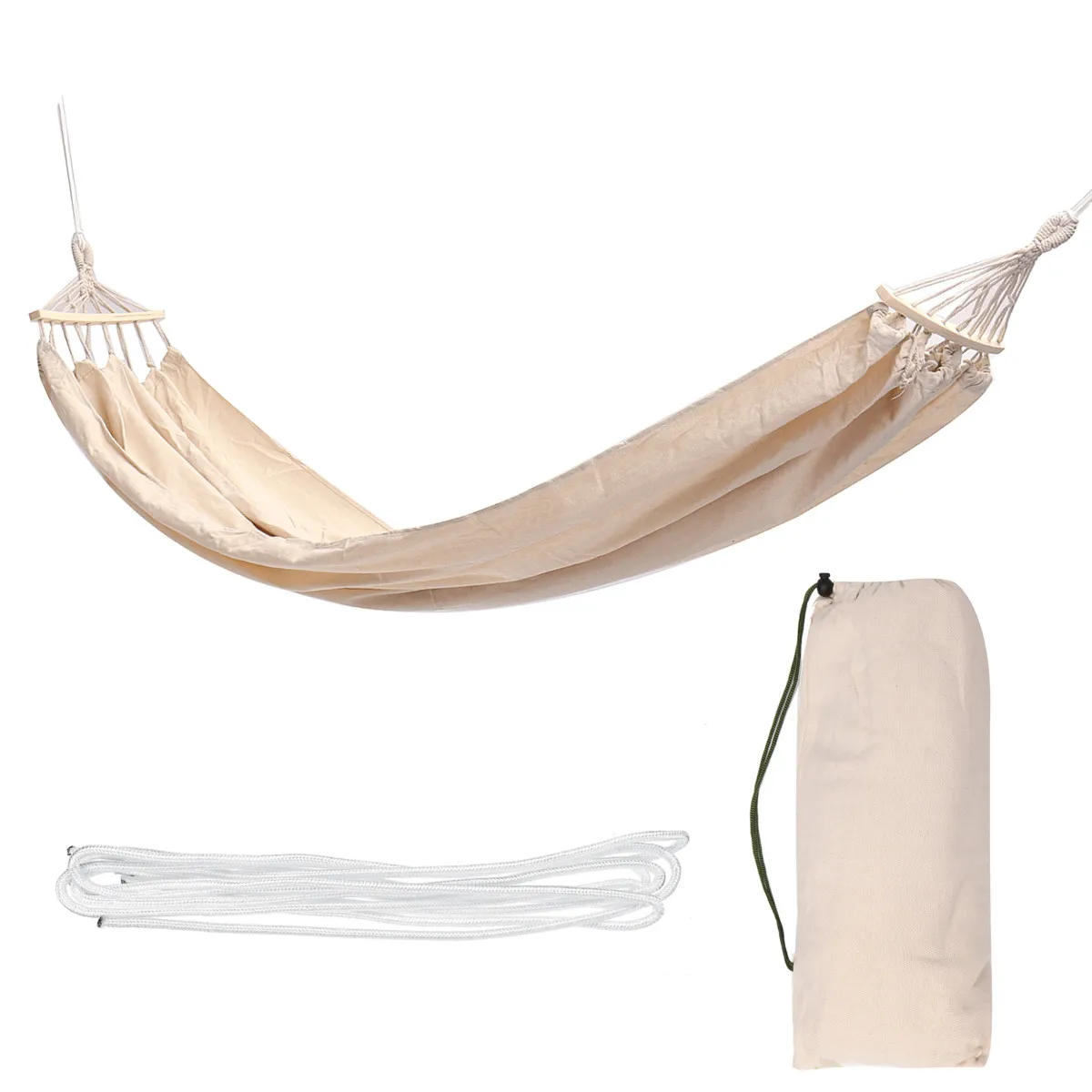

1/2 Person Leisure Hammock Portable Rope Canvas Hanging Swing Chair Bed Camping Hiking Travel Outdoor Indoor Sleep with Sack