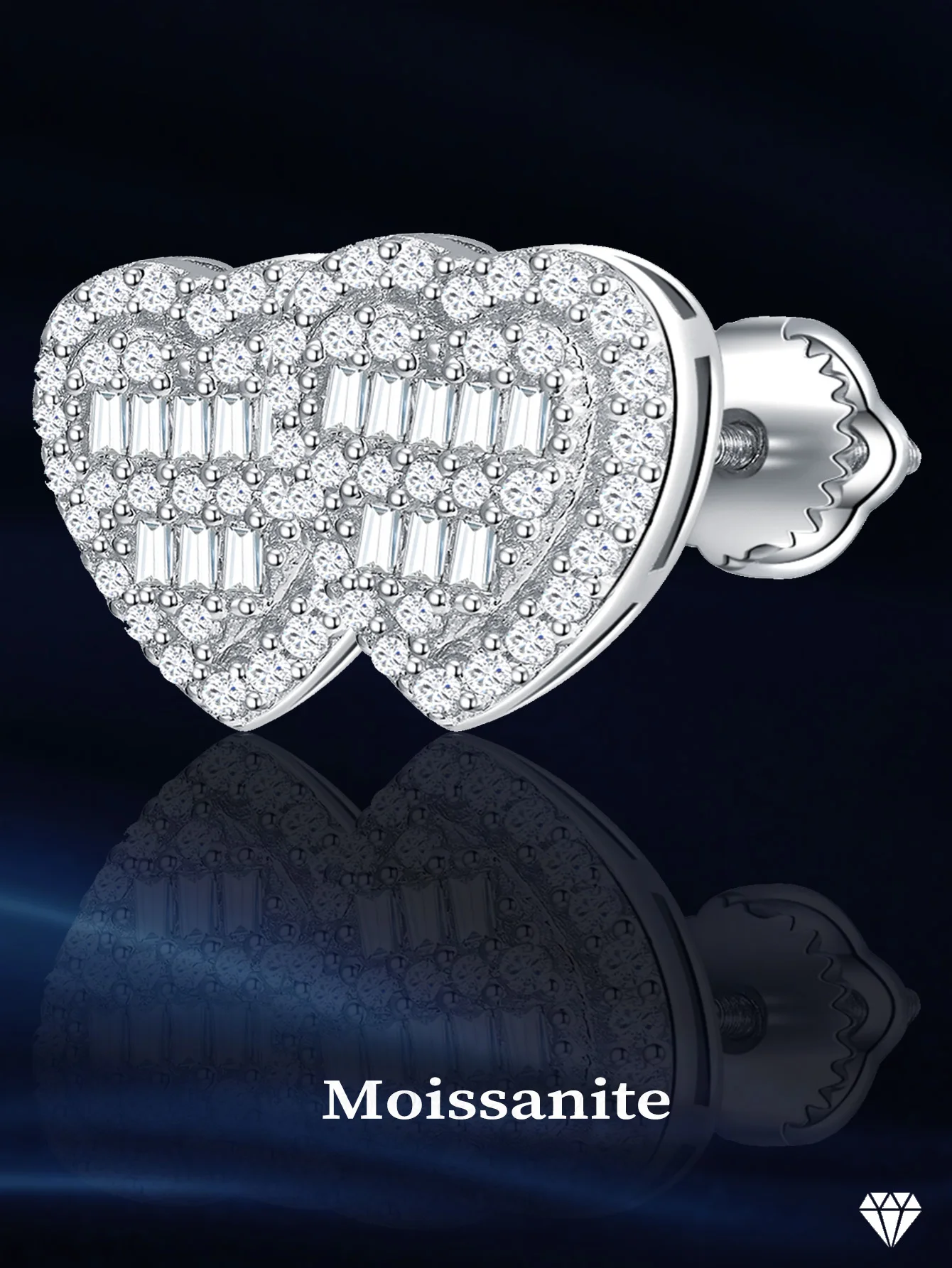 Серьги-гвоздики в форме сердца серьги Moissiante женские с муассанитом из