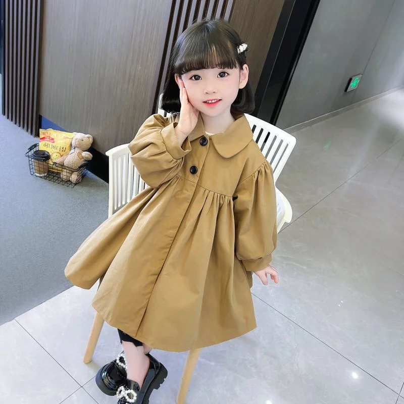 Пальто для девочек ветрозащитная куртка хлопковая верхняя одежда весна-осень 2023