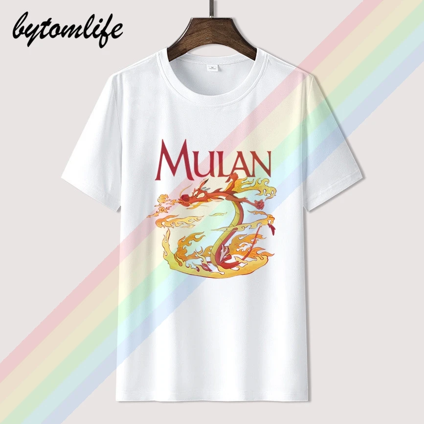 

Absolute Cult Women's Mulan Mushu Dragon Fire Boyfriend Fit T-shirt Men's Women's 100% Cotton Short Sleeves Tops Tee Unisex