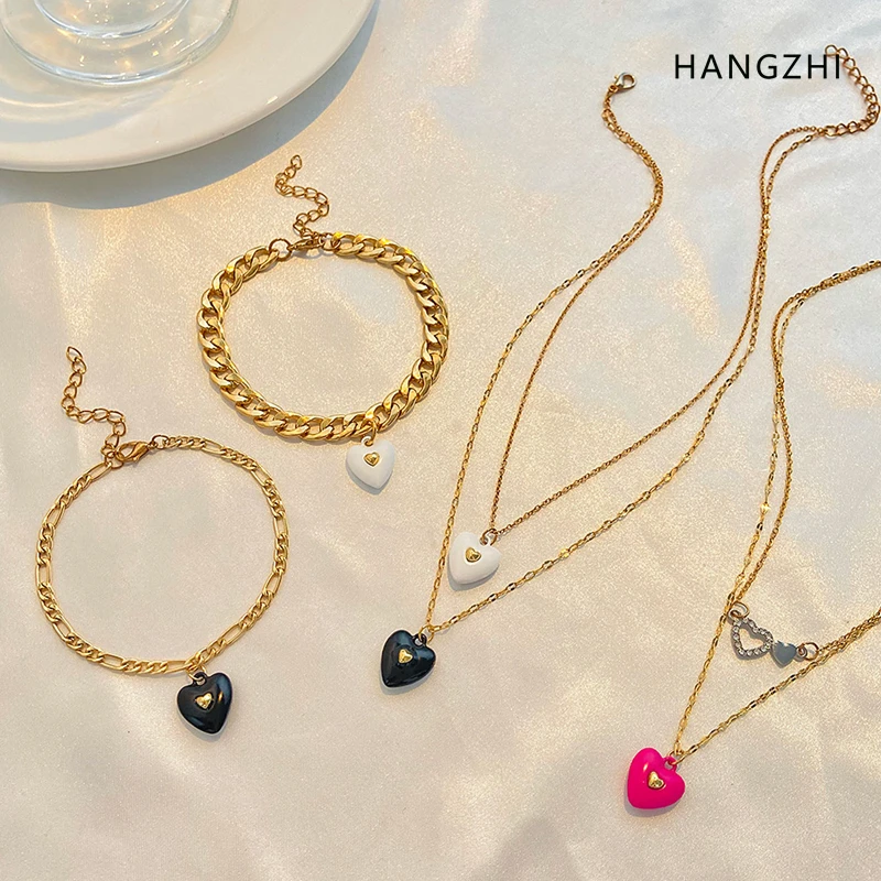 Эмалированное ожерелье HANGZHI в форме сердца из циркония коллекция ювелирных