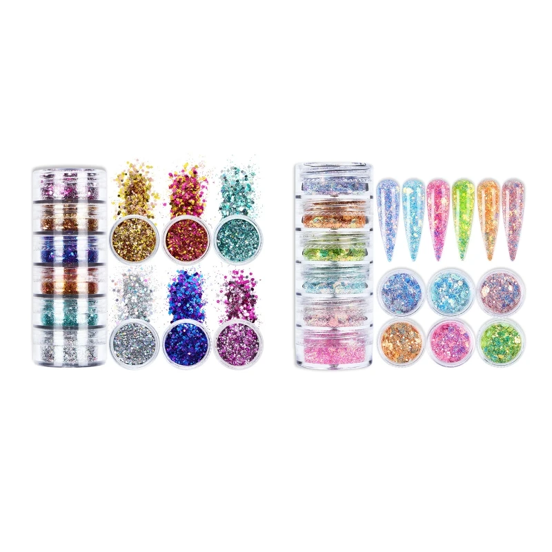 

Голографический макияж для фестиваля, крупные ранние блестки, радужные детали ковш для макияжа, подходит для макияжа T8DE