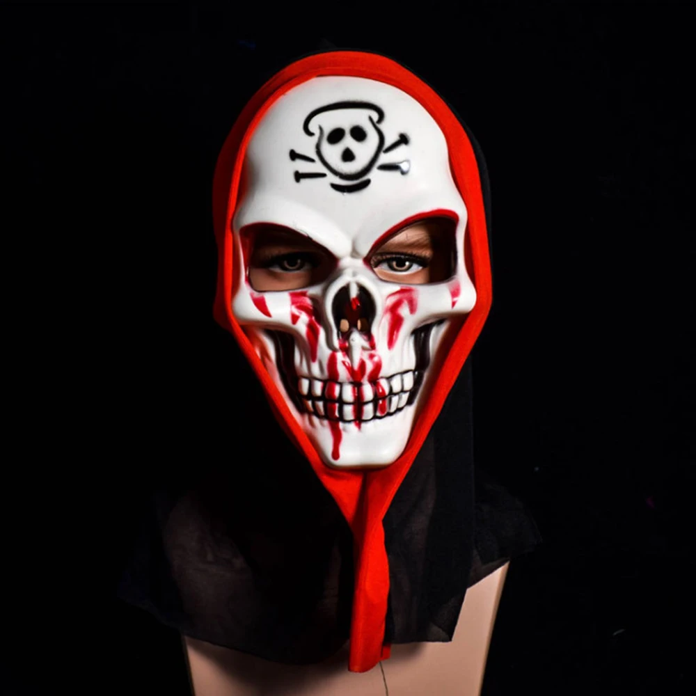

Halloween Bleeding Skull Mask Cosplay Horror Bloody Skeleton Killer Demon Plastic Helmet Horror Party Costume Props Supplies