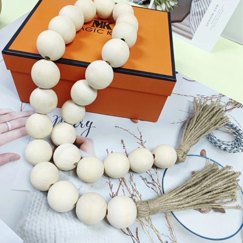 

Деревянная гирлянда из бусин 51in с кисточками для многоярусного подноса, стен, фермерского декора, домашний декор