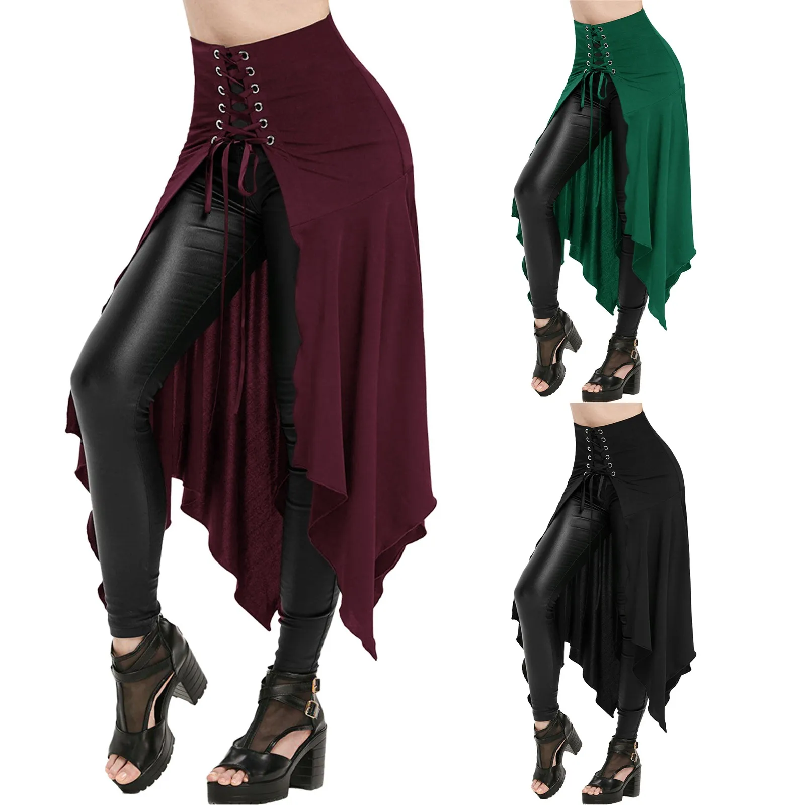 

Мода 2023 средневековая Женская юбка на Хэллоуин винтажная юбка с асимметричным подолом женские длинные юбки в стиле стимпанк готическое платье для косплея юбка