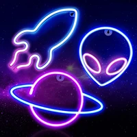 alien planet rocket led neon sign aesthetic hanging neon light usb or battery powered with onoff switch
