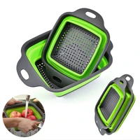 foldable drain basket colander dish drainer strainer fruit vegetable washing baskets silicone collapsible drainer kitchen tools