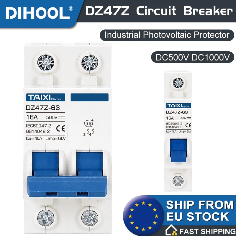 TAIXI Солнечный фотогальванический прерыватель постоянного тока PV переключатель MCB DC250V 500V 1000V 16A 32A 40A 50A 63A воздушный переключатель 100A 125A