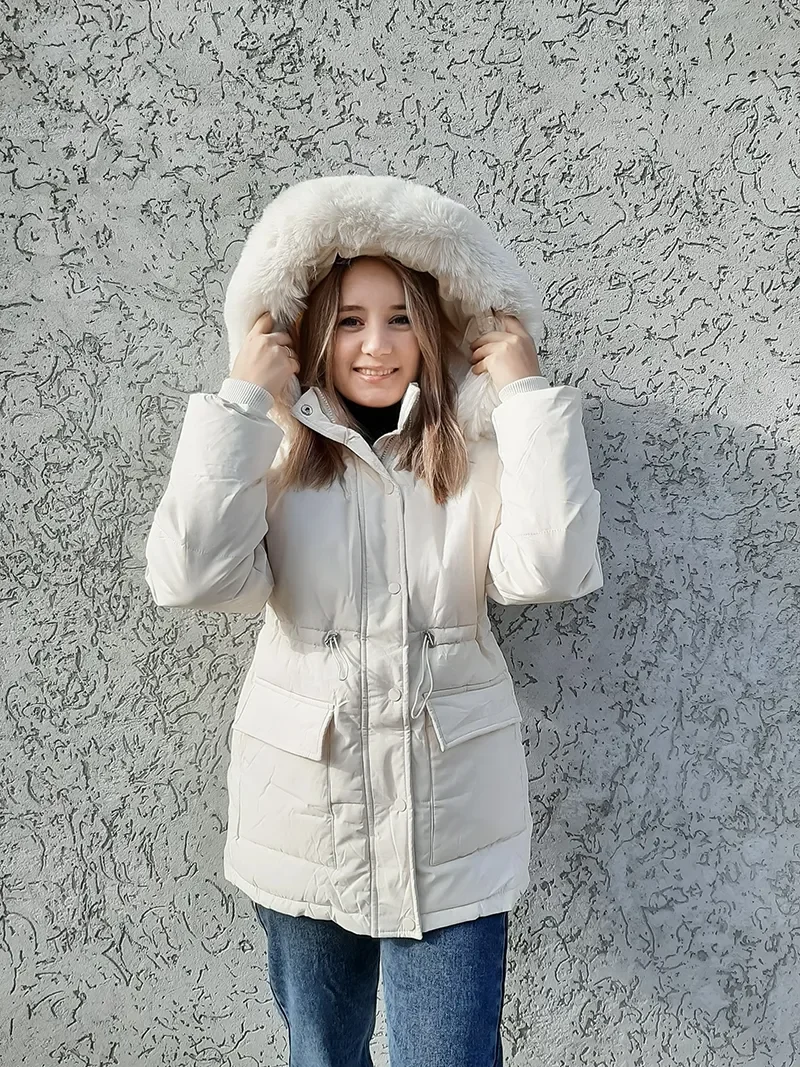 2023NEW Cotton Padded Fur Parka New Big Fur Collar Down Winter Jacket Women Thick Warm Parkas Female Outerwear enlarge