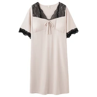 2022 new nightdress womens summer silk pajamas with chest pad lace collar home sleep dress women nightgown sleepwear