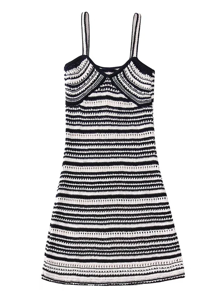 

Трикотажное платье KBAT в полоску, женское повседневное праздничное платье, женские летние платья с вырезами, женское мини-платье на тонких б...