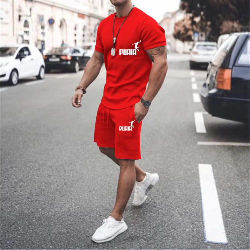 Cotton Set High Quality Brand printed TShirts Shorts Sets 2 Piece Outfits Sets for Men 2023 New Summer Streetwear set mens