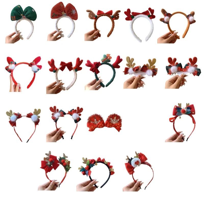 

L93F MerryChristmas Antler Hairband Festival Props Family Gathering Party Headdress