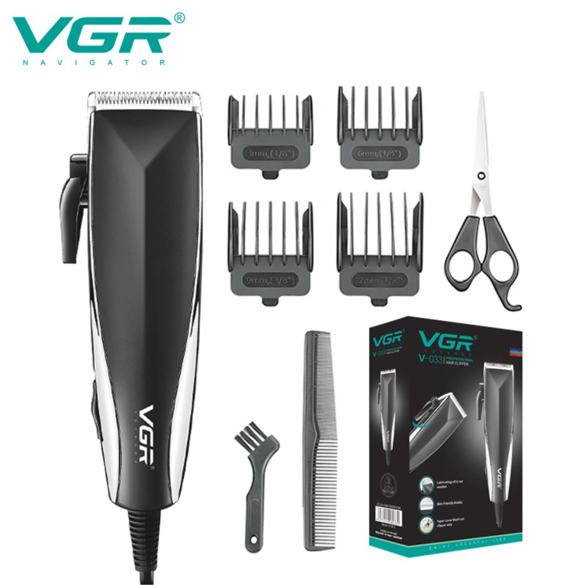 

VGR триммер для бороды триммер для бороды Триммер для волос Профессиональный машинка для стрижки волос Электрический Машинка для стрижки волос Высокая мощность Регулируемый Проводной Триммеры для мужчин V-033