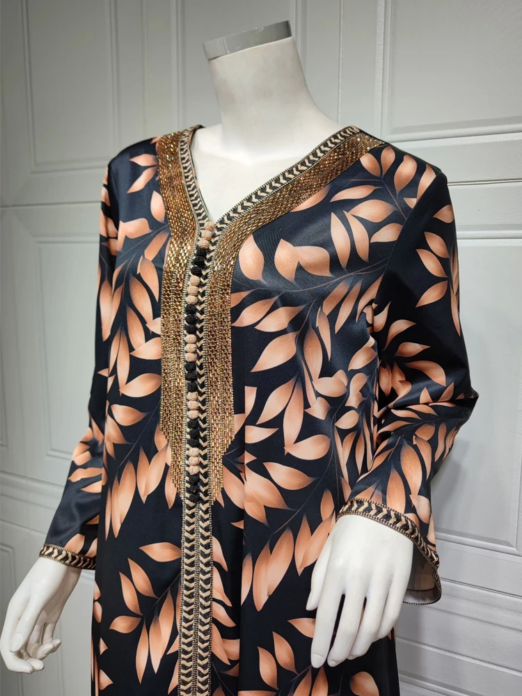 Abayas For Women Dubai Turkish African Dashiki Bohemian Print Dresses Long Sleeve Loose Gown Islamic Clothing Caftan Mariage