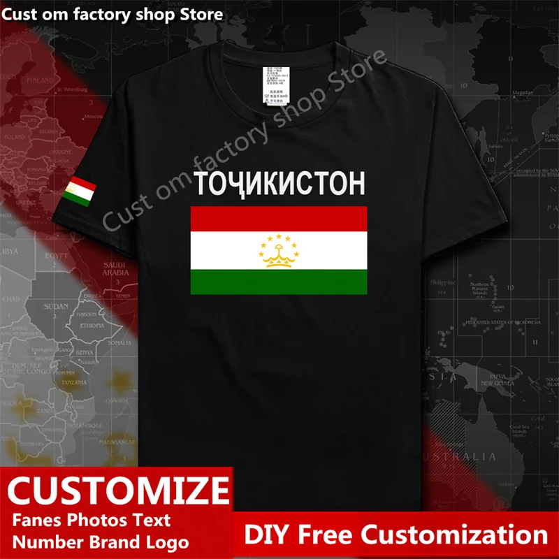 

Tajikistan Country Flag T shirt Free Custom Jersey DIY Name Number LOGO 100% Cotton T-shirts Men Women Loose Casual T-shirt