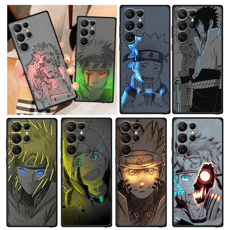 

Glowing Naruto Anime Art Phone Case For Samsung Galaxy S22 S21 S20 FE S10 S10E S9 S8 Plus Ultra Pro Lite S7 Edge Black FUndas