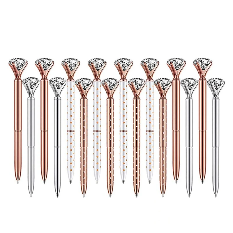 

16PCS Rose Gold Ballpoint Pens Diamond Ballpoint Pens Fancy Cute Crystal Pen Decor Gift For Women Girls Gift
