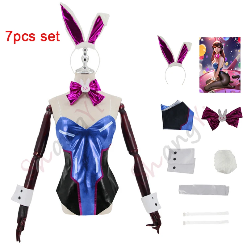 Overwatch Dva Cosplay Costume Sexy Bunny Girl Costume Adults Women Jumpsuit Set Overwatch Cosplay Zentai Suit Halloween Clothes