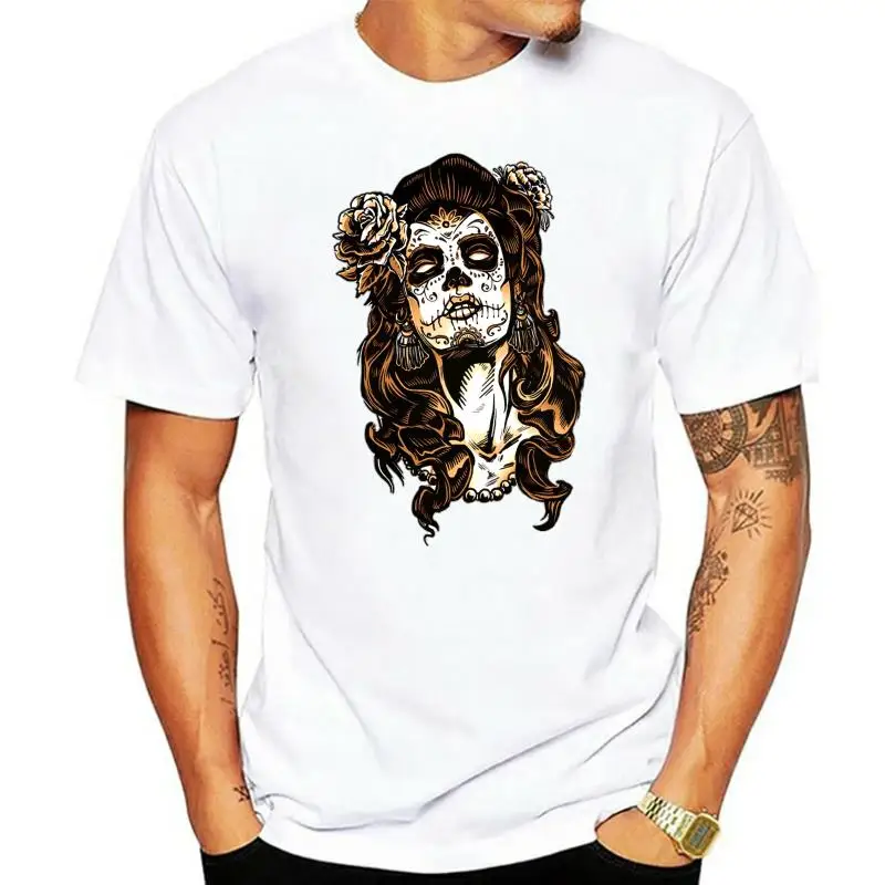 

Women's Tee T-shirt Femme Catrina Mexique Tattoo Maquillage Santa Muerte Pin - Up Tete De Mort Anime