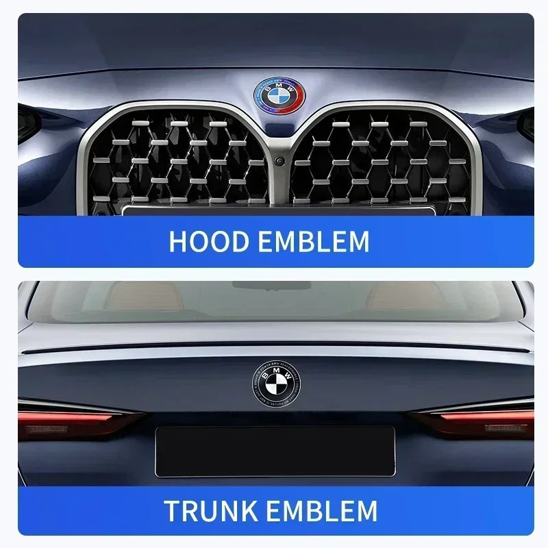 1pcs 82mm ABS 2 3 Hole Car Bonnet Hood Front Rear Trunk Badge Logo Emblem Sticker for BMW E87 E46 E28 E60 G20 G03 G05 F10 E93