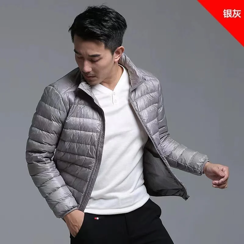 2022 New Winter Fashion Brand Ultra Light Duck Down Jacket Mens Korean Streetwear Feather Coats Stand Collar Warm Men Clothes