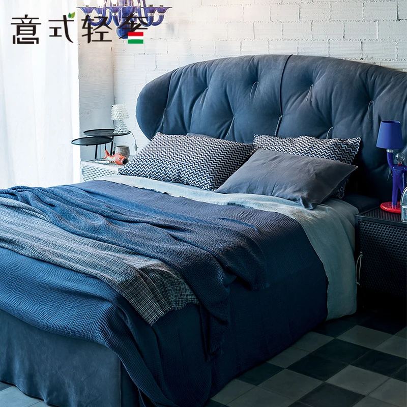 

European imported first layer frosted leather atmosphere simple soft package senior double bed master bed