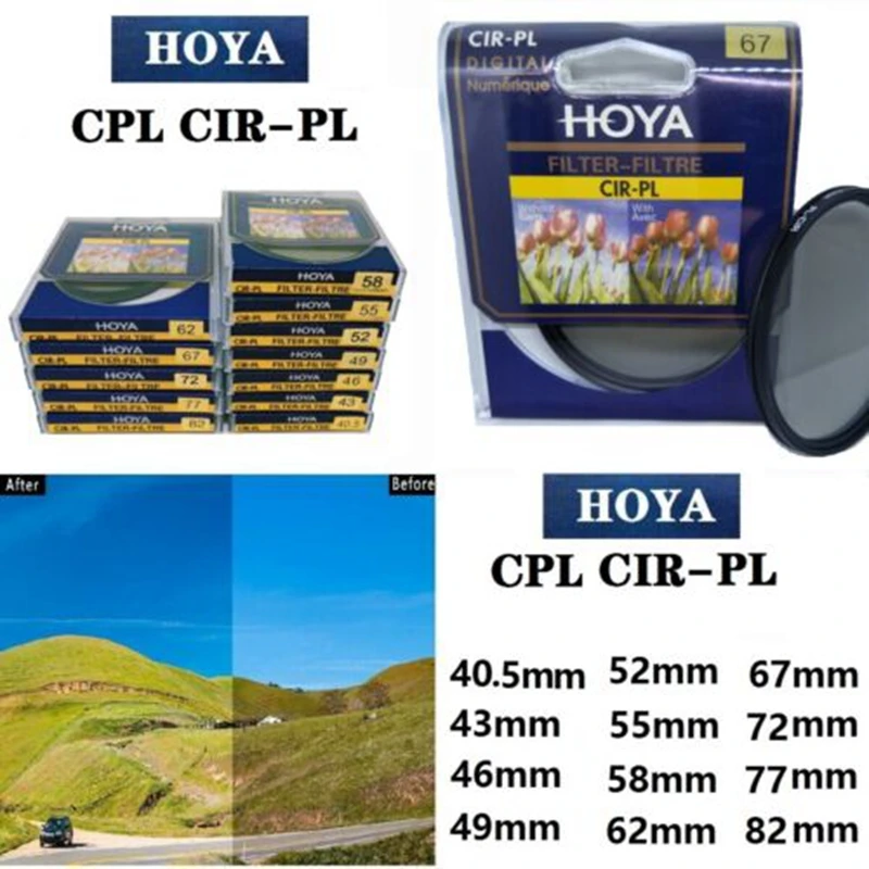 

HOYA Filter CIR-PL CPL 40.5mm-82mm Circular Polarizer for Nikon Canon Sony Lens canon m50 mark ii accesories cpl filter clothesp
