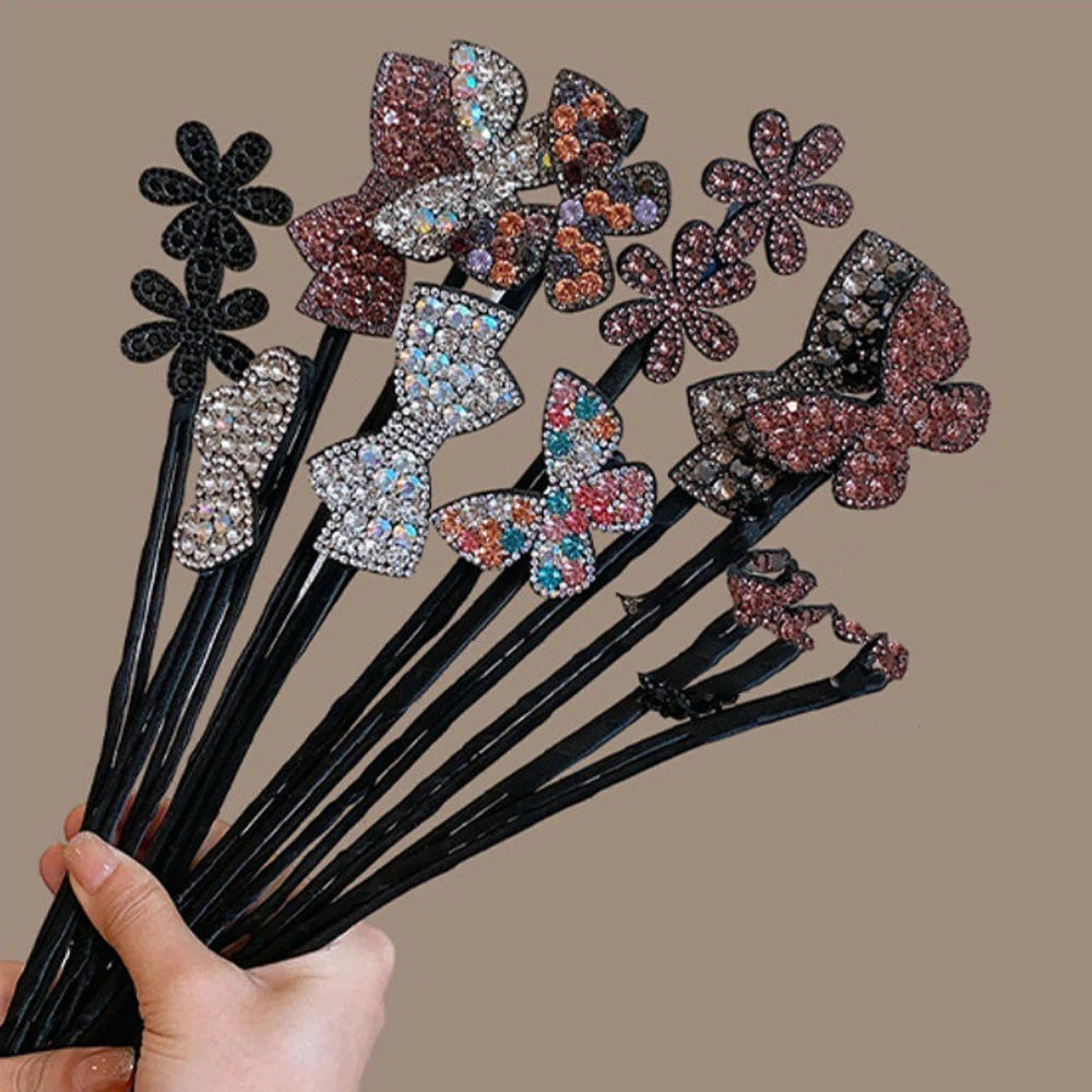 Заколка для волос со стразами и цветком волшебная булочка бигуди инструменты