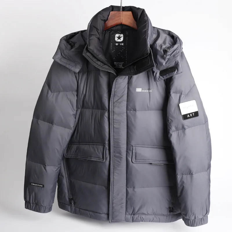 90 White Duck Down Jacket Men's Bread Jacket Winter New Hooded Youth Fashion Trend