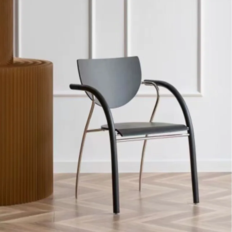 

Nordic designer iron art antique dining chair home backrest net celebrity dressing chair simple light luxury stool soft bag
