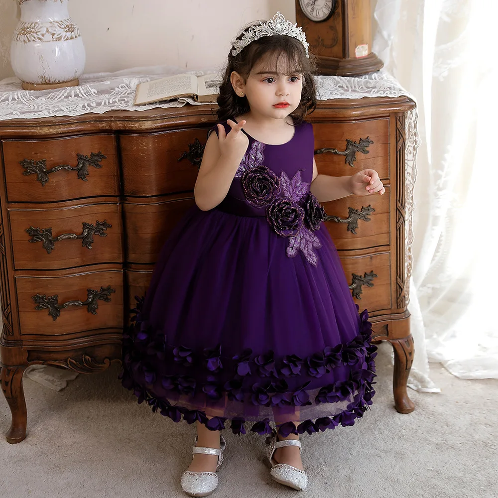 Children'S Princess Dress Girl'S Poncho Gauze Baby'S Birthday First Host Catwalk Performance Skirt Vestidos Boda YT051