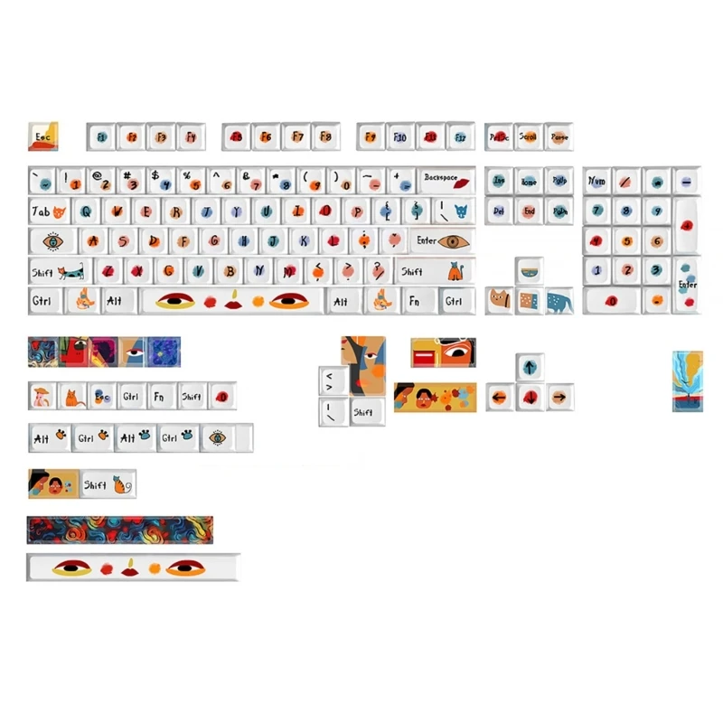 

PBT Keycaps 136 Keys XDA Profile DYE-SUB Classic Keycap For Mechanical Keyboard Graffiti Art Special Theme Textured