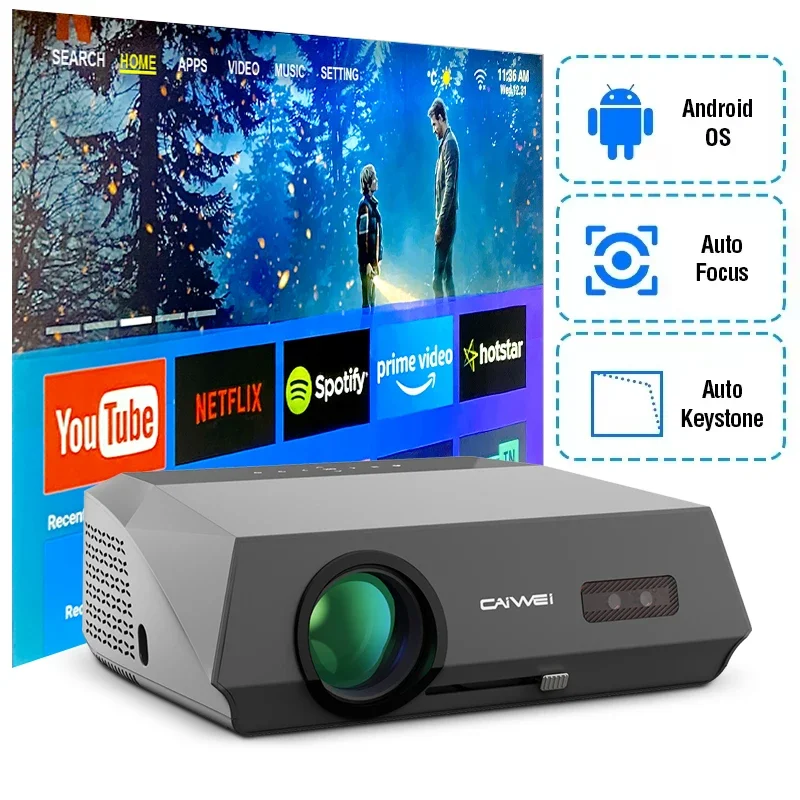 caiwei A10Q WIFI 1080P ЖК-светодиодный проектор 4K с автофокусом уличное видео кино