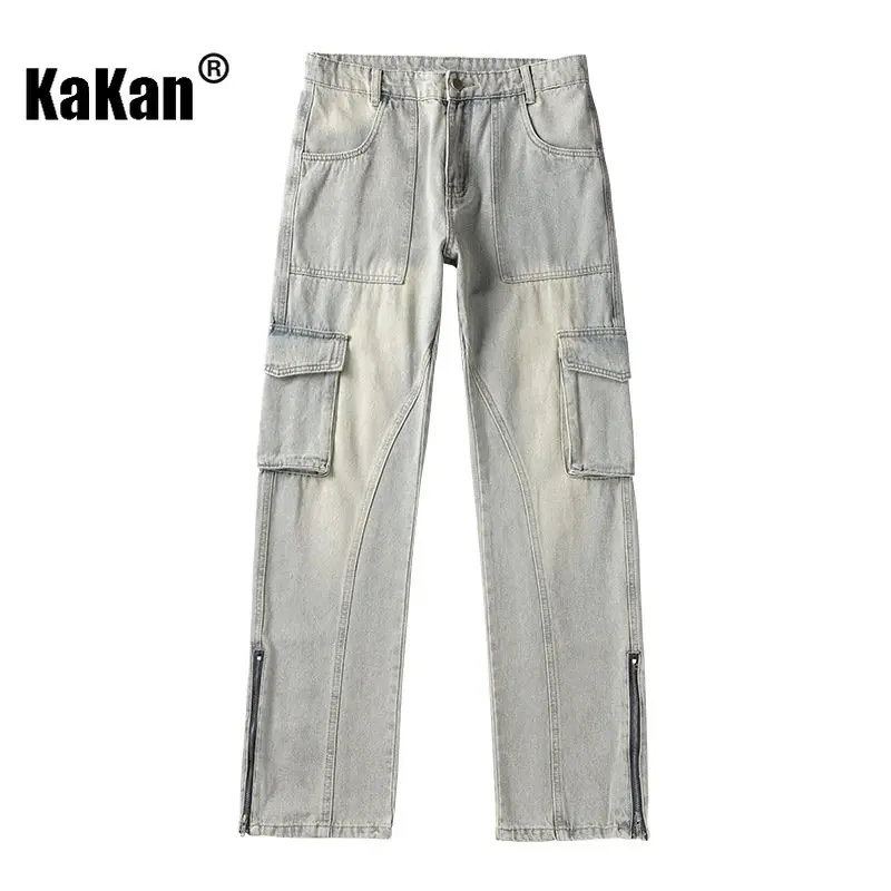 Kakan - New Retro Jeans for Men, with A Sense of Niche Design and Large Pockets. High Street Length Jeans K24-98K8910