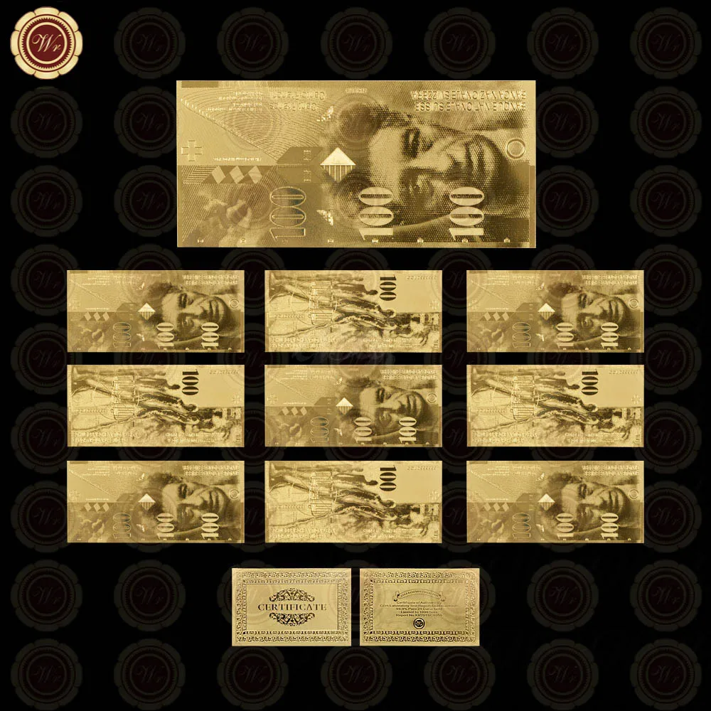10 шт./набор сувенирные банкноты швейцарского серебра