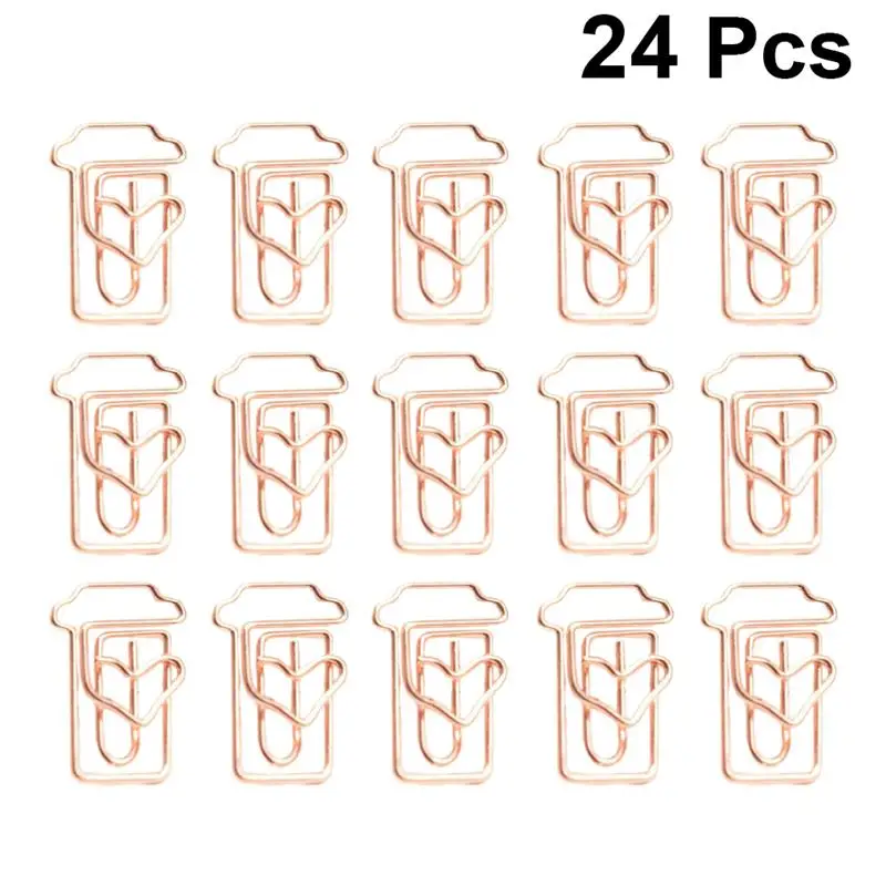 

24Pcs Coffee Cup Shaped Paper Clips Fashion Design Bookmark Pin Clip for Office School(Rose Golden)