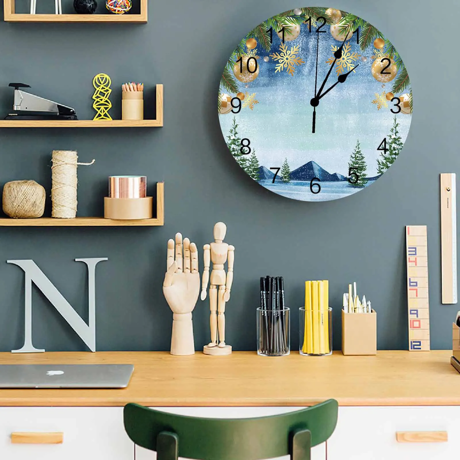 Настенные часы с растениями снежинками лесами большие современные круглые для