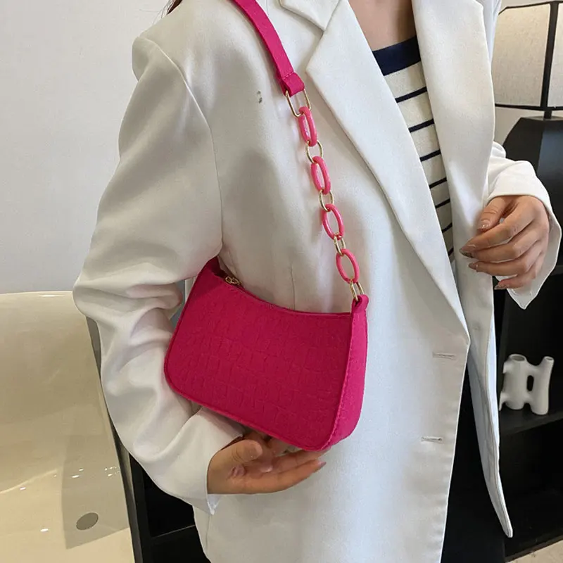 2023 New Fashion Felt Women Shoulder Bags French Solid Women's Subaxillary Bag Design Advanced Texture Armpit Handbags Wallet
