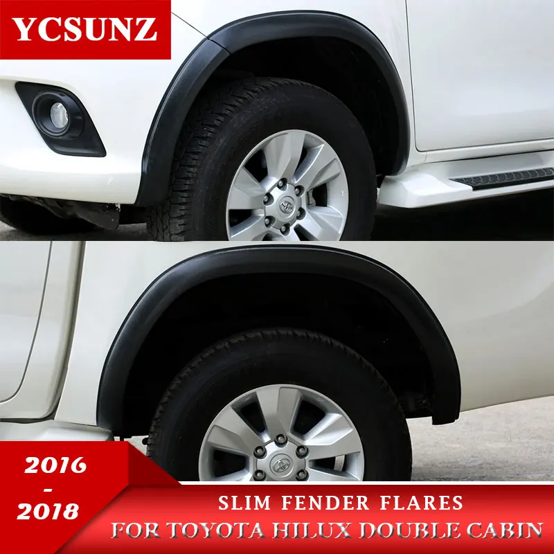 

Mudguards Wheel Arches Fender Flares For Toyota Hilux SR5 2016 2017 2018 Double Cabin Slim Black