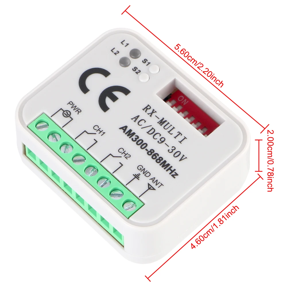 RX Multi 300-900 МГц приемник гаражных ворот AC/DC 9-30 В модуль дистанционного управления