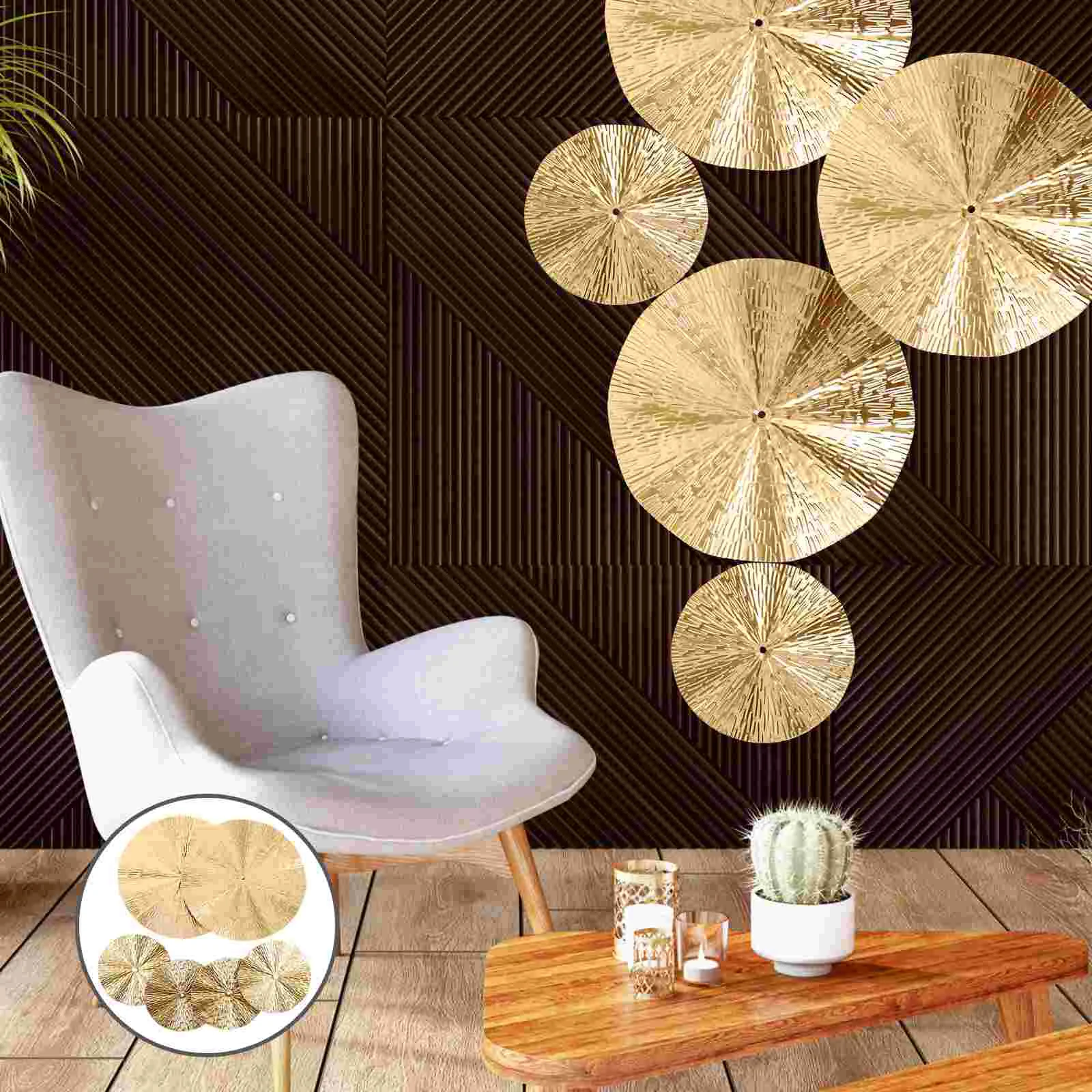 

5pcs Modern Wall Decor Wall Hanging Ornaments Circular Decorations Disc Sculpture Decors