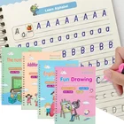 Детская многоразовая тетрадь для каллиграфии, с цифрами на английском языке, тетрадь для практики игрушек, 4 шт.набор