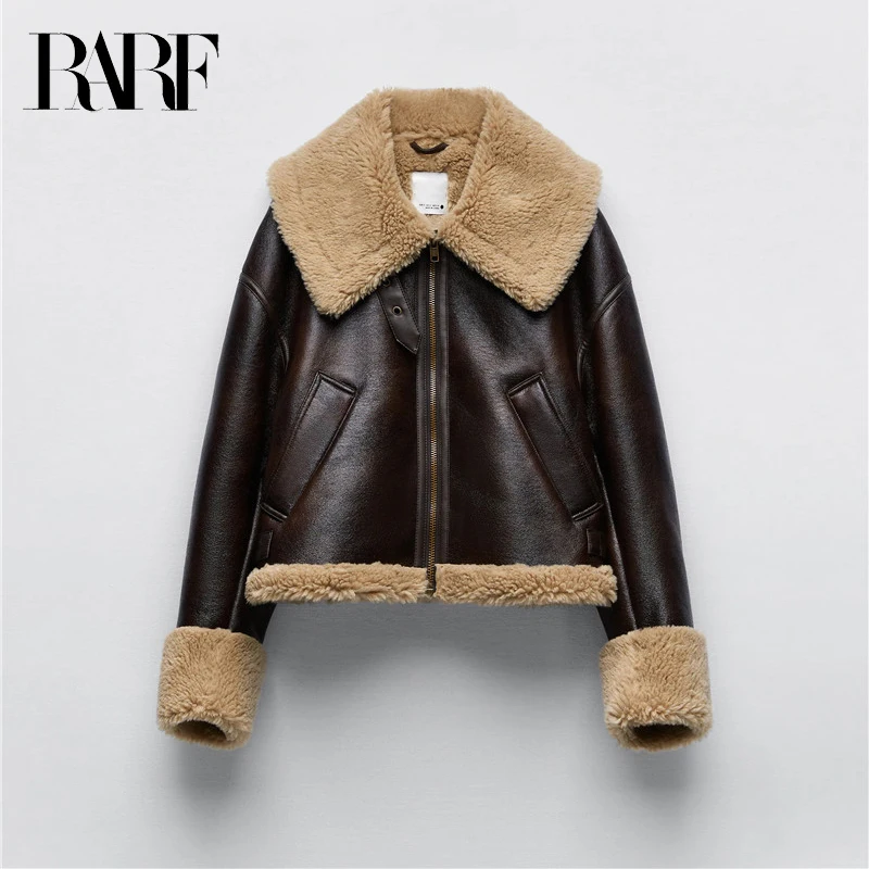 

Sided jacket 2021 Women's Winter Lambskin Faux fur Effect Double-sided jacket with Extra warmth