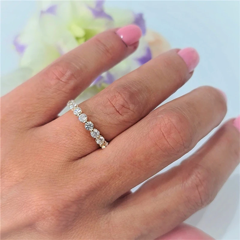 JY ювелирные изделия 14 к желтое золото 10 камней 1 0 карат Круглый Муассанит вечное