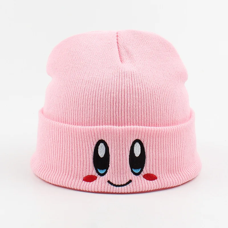 

Winter Beanie Daily Hat Cartoon Cute Smiling Face Embroidery Cuffed Skull Hat Unisex Knitted Cap Women's Warm Ski Bonnets Hats