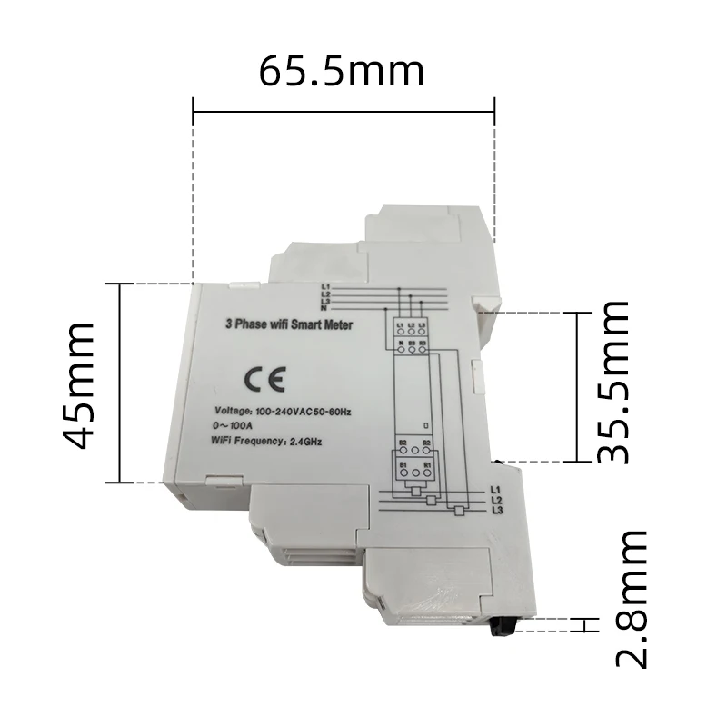 Фото Трехметровый монитор Zigbee Tuya 100A, интеллектуальный преобразователь для устройств внешнего CT 380 В / 415 В, 50 Гц, 60 Гц №2