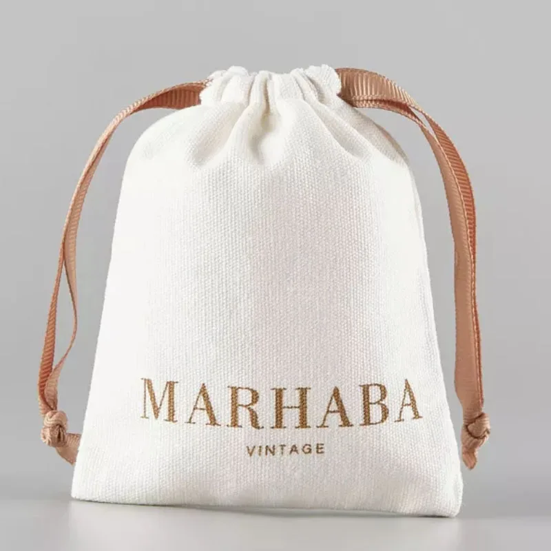 Canvas Gift Bags Eyelashes Makeup essential Oil Dust Sack 8oz Cotton Drawstring Pouches