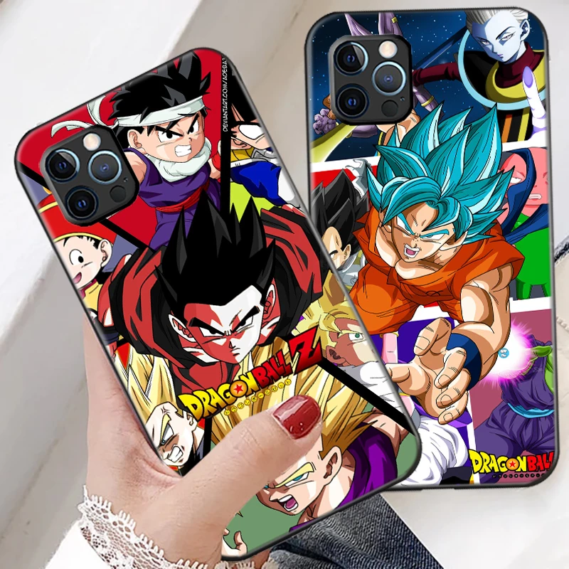 

Dragon Ball Anime Phone Case For Funda iPhone 11 12 13 Pro Max 12 Mini X XR XS Max 6 6s 7 8 Plus Coque Back Carcasa Black